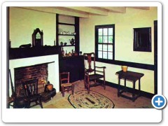 The interior of a restored workers house at Batsto.