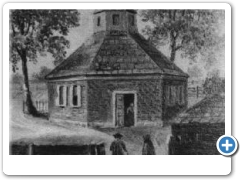 Burlington - Another view, possibly the original, of the hexagonal Friends meetinghouse