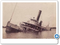 The steamer Burlington in a spot of bother in the Delaware River.  The Burlington sank on the Pennsylvania side of the river opposite  Bordentown in 1915.  