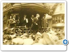 Theodore Roosevelt giving a whistle stop speech at Burlington.  