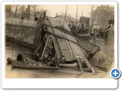 Burlington - Trolley wreck  at the Pearl Street Bridge over Assiscunk Creek