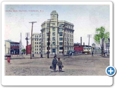 Two kids on their way to school or, yes, work with the Philadelphia Watch Case Building in the Background