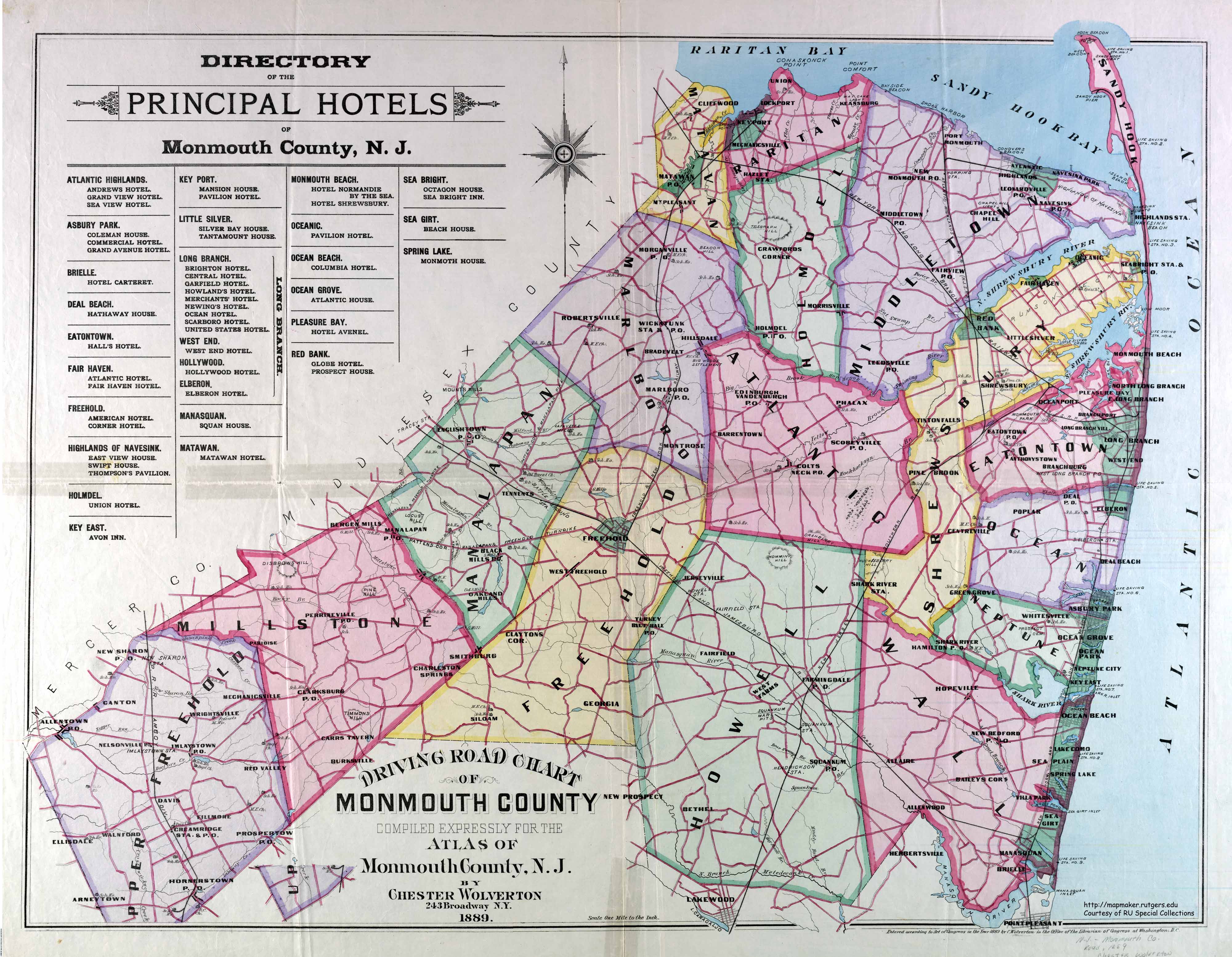 Maps Monmouth County NJ, 1889