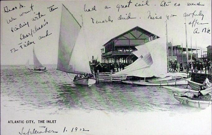 Atlantic City -   A wide view of sailboats at the Inlet - 1912