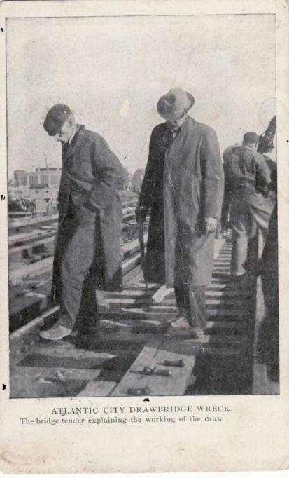 Atlantic City - In the aftermath of the Drawbridge Train Wreck the bridge Tender explains the working of the draw - 1907