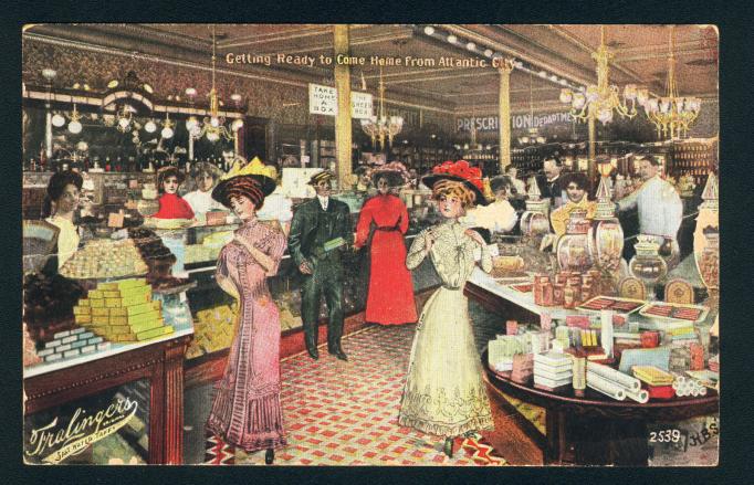 Atlantic City - Inside at Fralingers Salt Water Taffy - c 1910