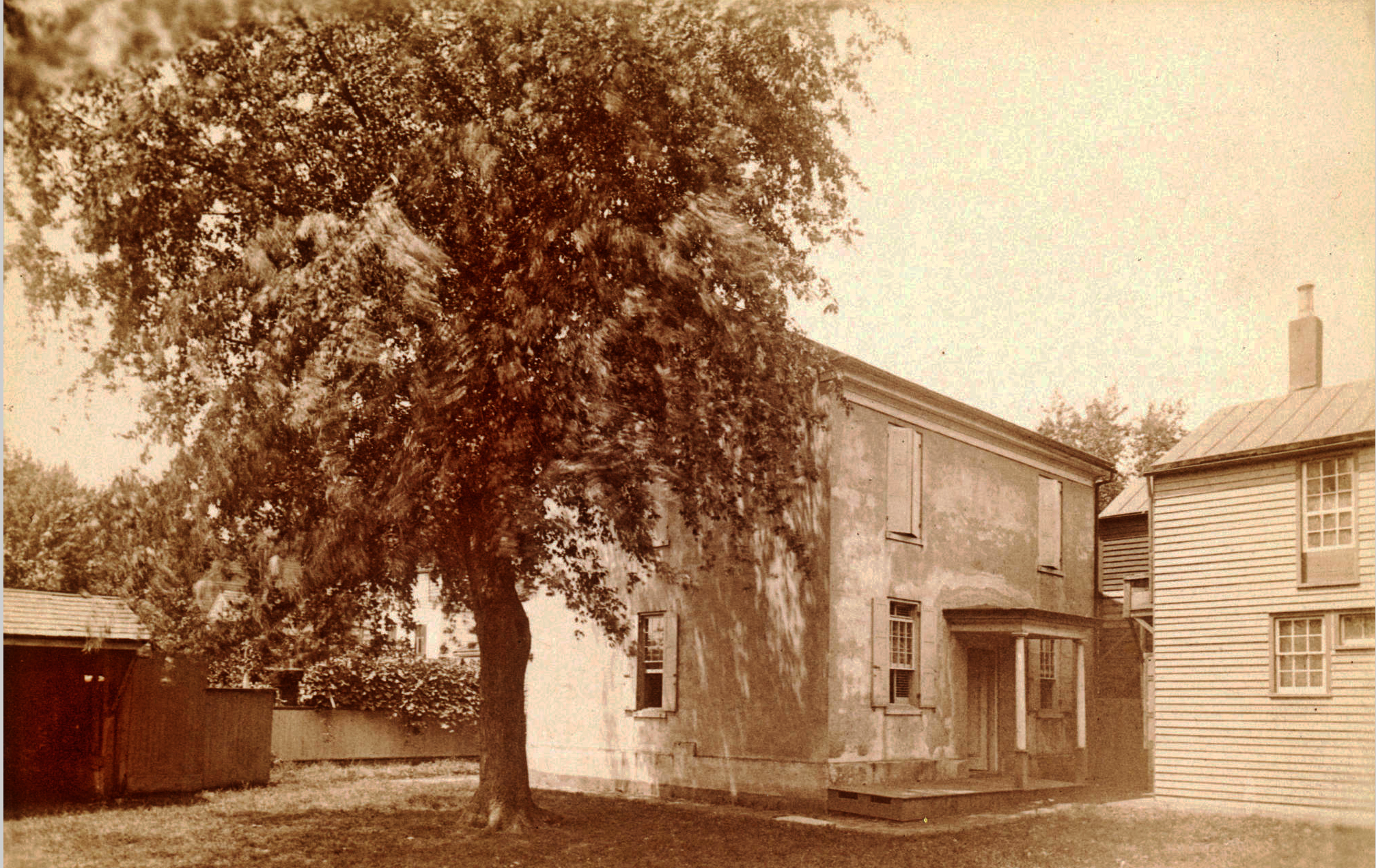 Bordentown - Friends Meeting House - Front and side - no ivy