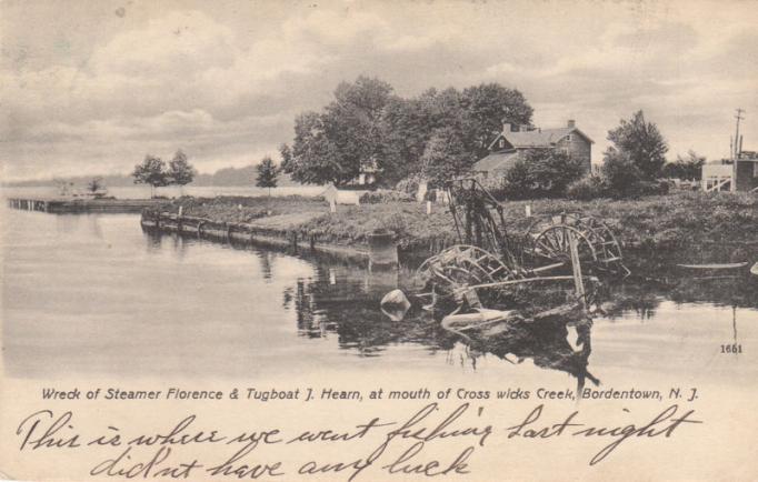 Bordentown - Wreck od the steamer Florence and the tugboat J Heam north of Crosswicks Creek - around 1910 copy