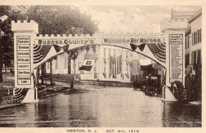 Newton - A trimphal-memorial arch celebrating the effots of Sussex County citizens who served in the 1st World War - October 4th 1919