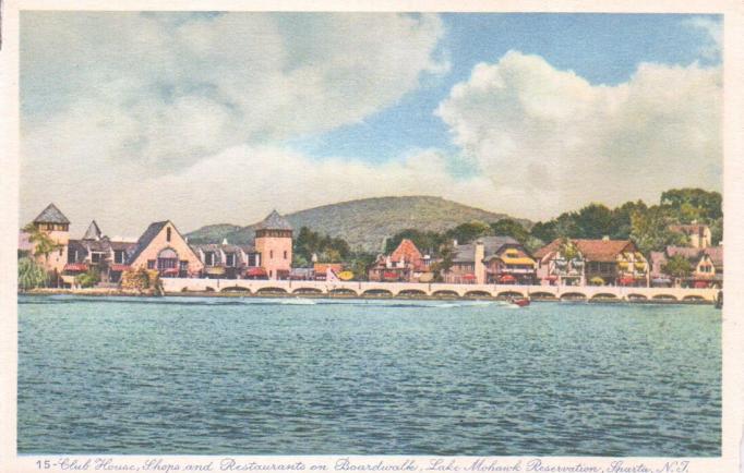 Sparta - Lake Mohawk with boardwalk and clubhouse - 1930s